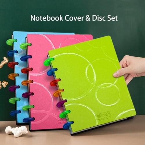 1set Loose Leaf Notebook Cover &11 Discs Binding Set A4 Mushroom Hole Protective Cover Disc Suit Detachable Collocation At Will
