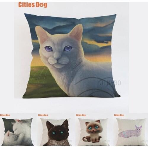 Creative Animal cat Printed Cotton Linen Pillowcase Decorative Pillow cover Cushion covers Use For Home Car Office Almofadas