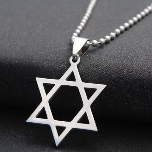 316L Stainless Steel silver color Star of David necklace pendant jewelry magen david Hexagram necklace for unisex jewelry