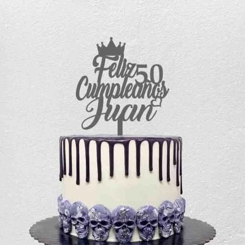 Personalized Spanish Happy Birthday Cake Topper Custom Name Age Feliz 50 Cumpleaños For Spanish Birthday Party Decoration Topper