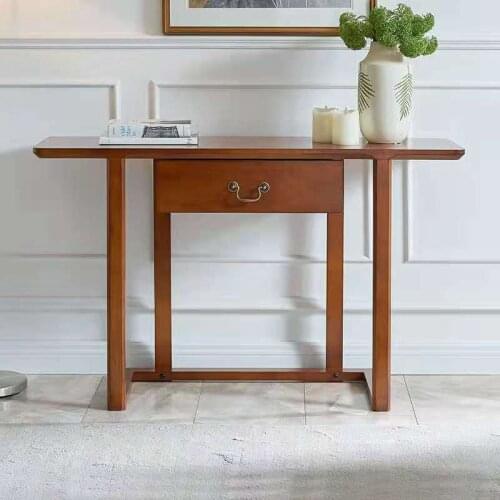 American solid wood semicircle porch table porch cabinet Chinese style entry aisle shelving against the wall