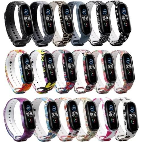 Painted Pattern Strap for Xiaomi Mi Band 6 Strap Replacement Bracelet Band for Mi Band 6 Silicone Wrist Strap Watch Accessories