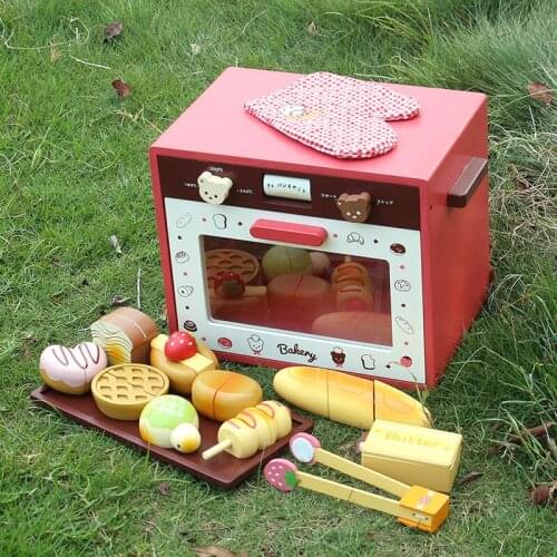 Family Simulation Kitchen Toy Mother Garden Magnetic Bread Oven Set Wooden Simulated Household Appliances Interactive Games