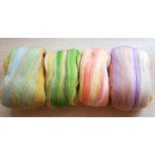 Wool roving merino needle wool felting mixed color 20g/4pcs/lot