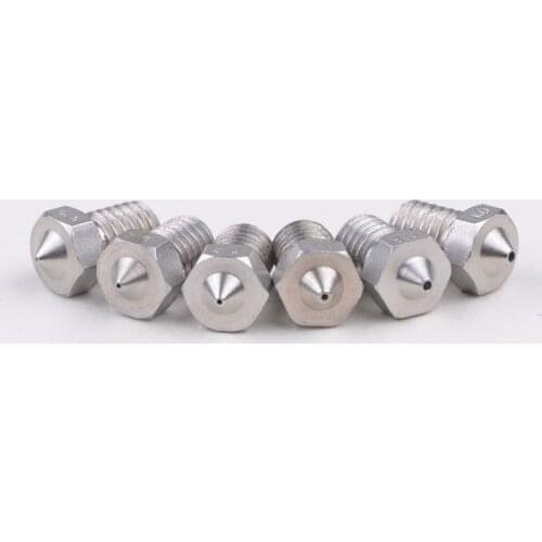 E3D stainless steel nozzle V5 V6 Nozzle 0.25 0.3 0.5 0.4 0.6 0.8 mm Threaded M6 3D Printer Parts 1.75mm 3.0mm Filament