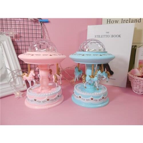 Lighting projection carousel music box CAKE DECORATION ORNAMENT childrens birthday new year gift festival decoration ornament