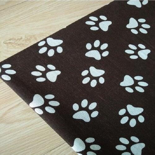 Cute Bear Paw Printing Coton Linen Canvas Flax Fabric Handmade DIY Quilting Crafts Cloth Size Optional Width 150cm For Child
