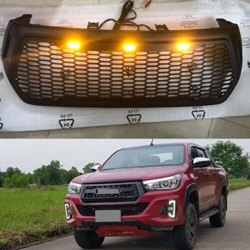 EXTERIOR AUTO ACCESSORIES MODIFIED GRILLS GRILLE FIT FOR HILUX ROCCO PICKUP CAR GRILL FRONT MASK BUMPER TRIMS COVER 2018-2019