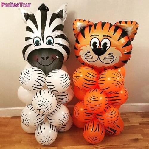 11pcs Safari Party Theme Animal Ballons Jungle Party Zoo Helium Foil Air Balloons Kids Birthday Party Decortions Baloon Kit