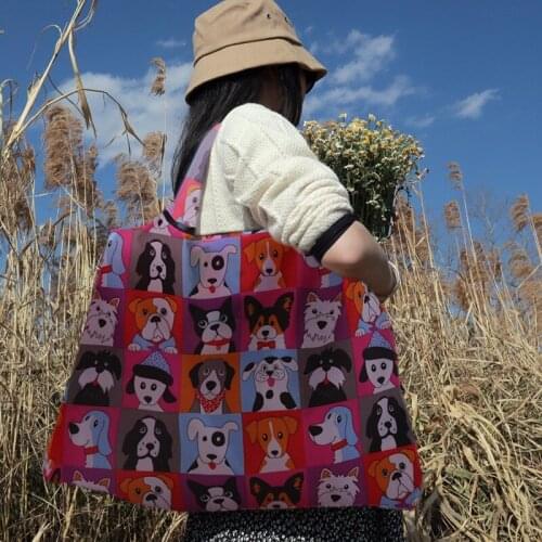 Women Tote Large-capacity Portable Folding Shopping Bag Eco-friendly Storage Bag Grocery Bags Reusable Pouch