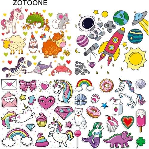 ZOTOONE DIY Heat Transfers Iron on Patches for Clothing T-Shirt Cute Cartoon Printed Appliques for Kid Vinyl Ironing Stickers G