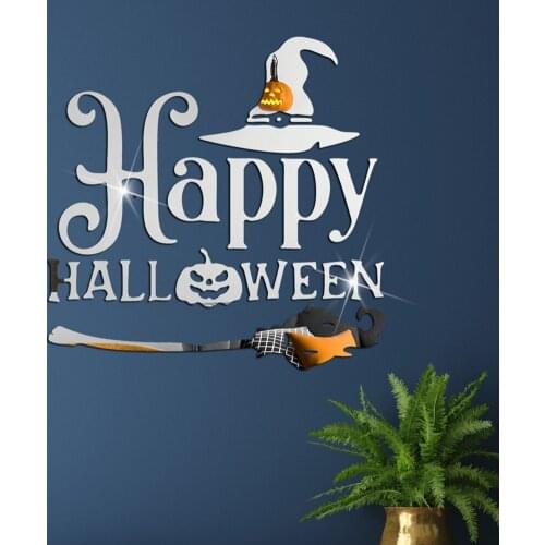 1Pcs Halloween Ghost Bat Acrylic Mirror Sticker Wall Stickers Self-adhesive Holiday Bar Ghost Home Decoration