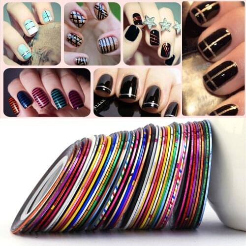 10/20/30PCS Mixed Colour Striping Tape Set Nail Art Sticker Decorations Manicure DIY Stickers Striping Decals Foil Nail Tools