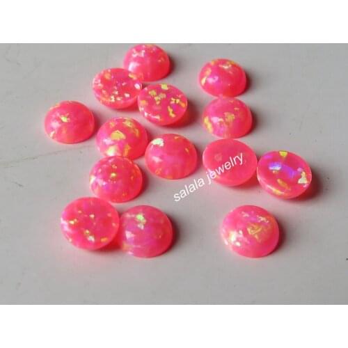 100pcs/lot OP43 Hot Pink Fire Opal 5mm Round Opal Synthetic Round Cabochon Opal Round Opal Cabochon Stone