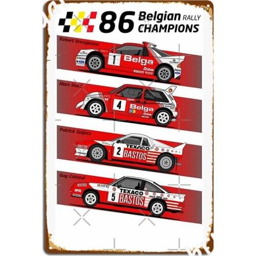 1986 Belgian Rally Kings Poster Metal Plaque Vintage Party Pub Garage Decoration Tin Sign Poster