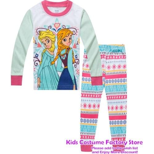 2021 Kids Pajamas Set Children Sleepwear Cartoon Princess Pyjamas Anna Elsa Pijamas Baby Boys Girl Cotton Nightwear Clothes Set