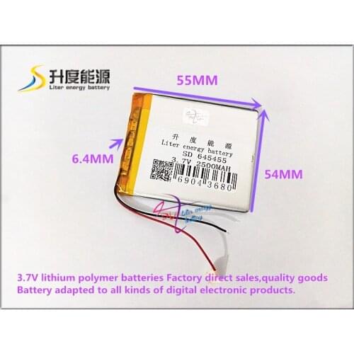 3.7V 2500mAh 645455 polymer lithium ion / Li-ion battery for mp3 mp4 tablet pc DVD GPS power bank cell phone