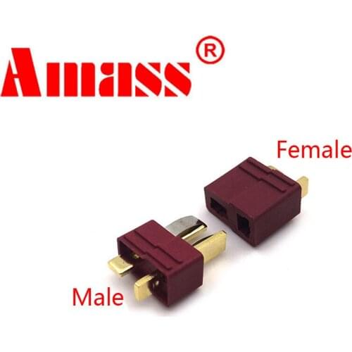 10pair/20pcs amass RC Parts T-type Plug Model Aircraft T Plug Male and Female For ESC Battery Lipo Battery free shiping