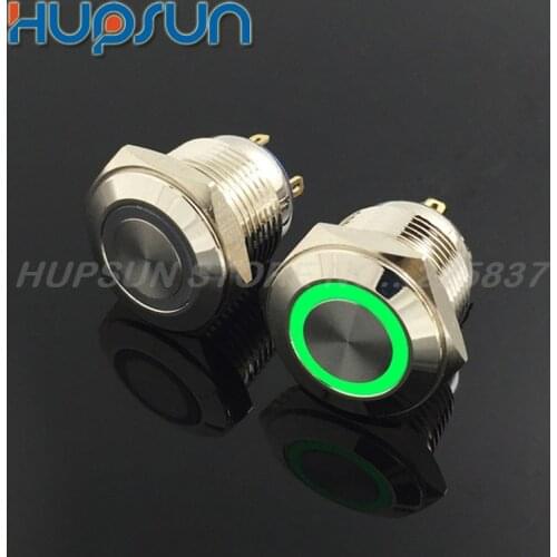 5pc blue LED 5v 12v 220v momentary waterproof push button switch rings button start 16mm metal push button for car