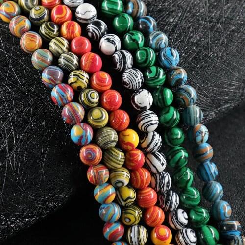 Wholesale Natural Stone Malachite Beads Loose Beads 6&8mm For Jewelry Making DIY Bracelet