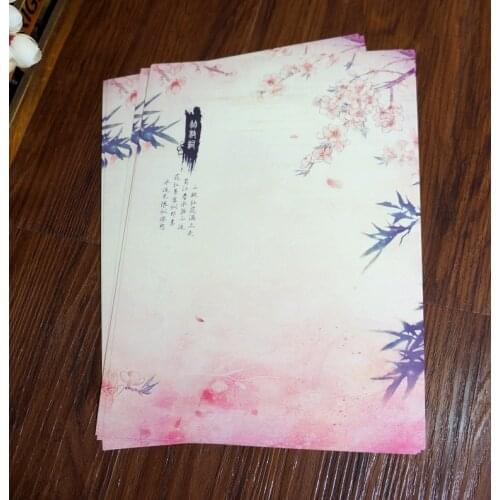 80pcs Chinese ink painting traditional ancient classical sakura bamboo Letter Pad / Paper vintage gift collection souvenir