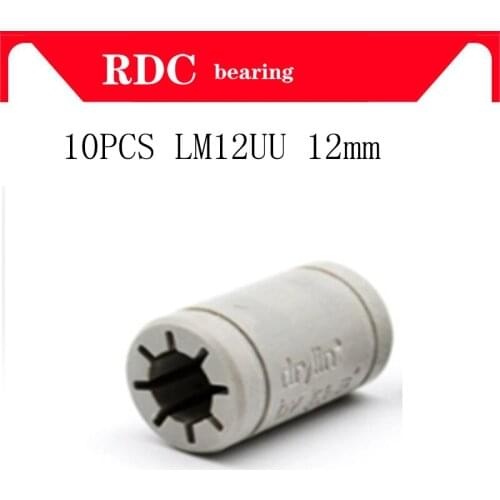 Free shipping 10pcs*3D Printer High quality Solid Polymer LM12UU Bearing - 12mm shaft RJMP-01-12 Solid Plastic Bearing, 12 mm ID