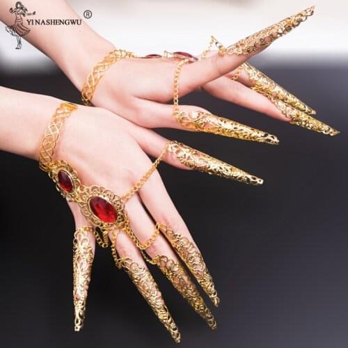 Bollywood Fingernail Accessories belly dance Thousands Hands India Dancewear Dance Bracelets Gold Indian Jewelry Bracelets New