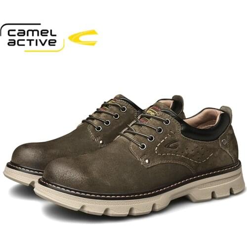Camel Active New Genuine Leather Mens Shoes Fashion Army Green Cowhide Lightweight Breathable Casual Shoes Men Loafers