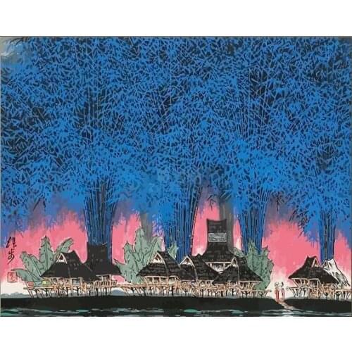 Cioioil-X600 Ink tree landscape scenery painting DIY oil painting by numbers for home decor unique gift