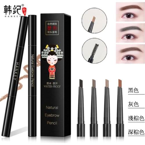 Double Ended Super Slim Eyebrow Pencil Eyebrow Brush Rotating Automatic Triangle Waterproof Long Lasting Eyebrow Pen