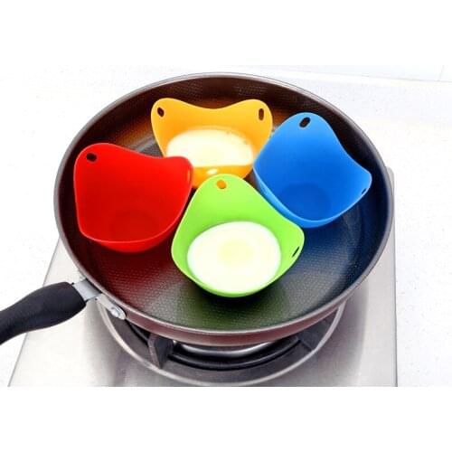 4pcs Random Color Egg Cookware Mould Silicone Pancake Egg Poach Pods Baking Cup Kitchen Cookware Tool Utensil