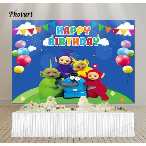 PHOTURT Teletubbies Background Kids Birthday Party Backdrop Cartoon Toy Dolly Bunting Vinyl Banner Photography Studios Props