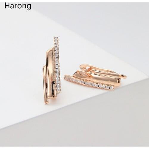 Geometric New Style Inlaid Rhinestone Zircon Copper Earrings Female Small Cute Golden Stud Earrings Ear Clip Jewelry Accessories