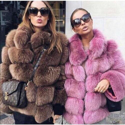 Hot New Style Ladies Imitation Fox Fur Artificial Fur Long-sleeved Occupation Fur Coat