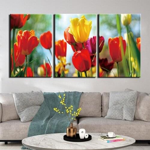 HD Prints 3 Panels Pictures Canvas Prints Flowers Painting Wall Art For Living Room Home Decoration