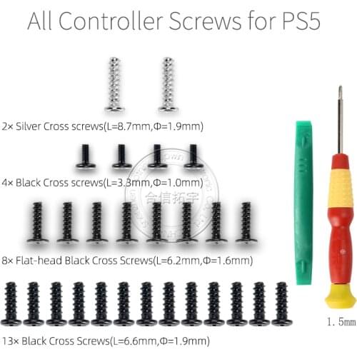 HOTHINK 1set 27pcs All Screws with Screwdriver for PS5 Controller Cover Case Philips Cross Screws for PlayStation 5 DualSense