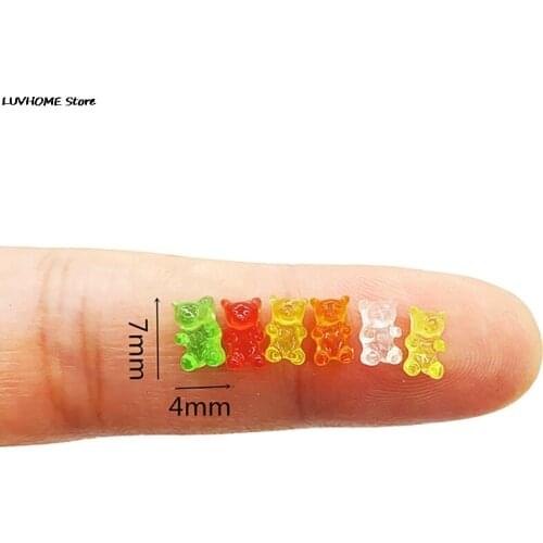 20Pcs Glitter Bear Flatback Planar Resin Color Ornaments DIY Crafts Supplies Phone Shell Patch Art Material Hair Accessories Toy