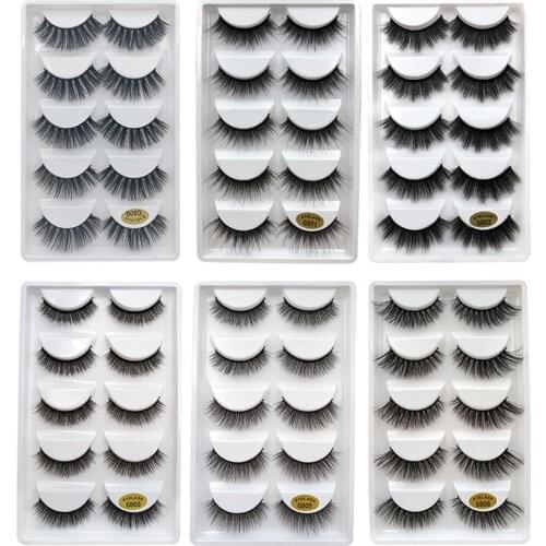 Imitation Mink False Eyelashes 5 Pairs Of 3D Fluffy Soft Wispy Natural Thick Reusable Eyelash Extension Makeup Eyelashes