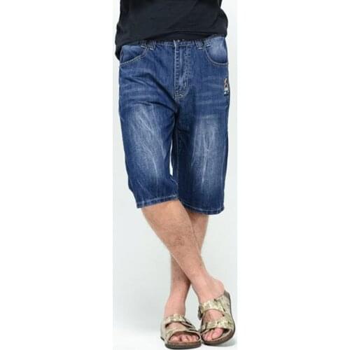 Summer Jeans Shorts Hip Hop Mens Calf-Length Pants Men Fashion Denim Cargo Short Trousers Baggy Mens Casual Male Plus Size 46