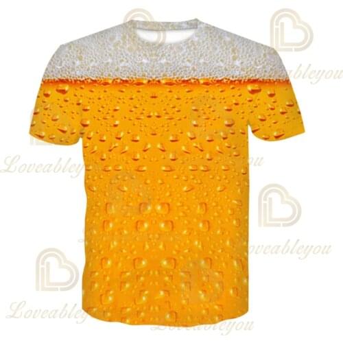 Summer Specials Men T-shirt Goth Shirt Beer Short Sleevestriped T Shirt Men O-Neck Tops Tees Funny 3D Printed Streetwear Tshirt