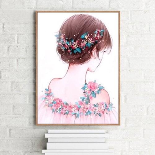 The New 5d Diamond Draw Cartoon Characters Bedroom Stick Nail Fairy Girl Point Diamond Cross Stitch Round Diamond