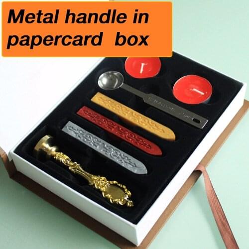 New customize Stamp with gift Box,Retro Style Sealing Wax Stamp set,Deluxe Gift set 26 alphets/Greeting words Metal handle