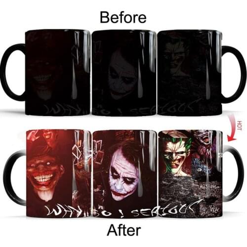 2019 New The Joker Magic Coffee Mug Creative 350ml Color Change Mugs Ceramic Milk Tea Cup Best Christmas Gifts for Your Friends
