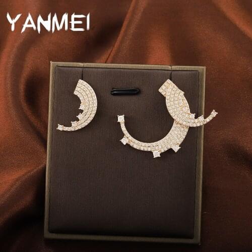 New Curve Geometry Earrings Diy Combination Cz Asymmetric Jewelry Moon Stars Bohemian Popular Accessories for Women