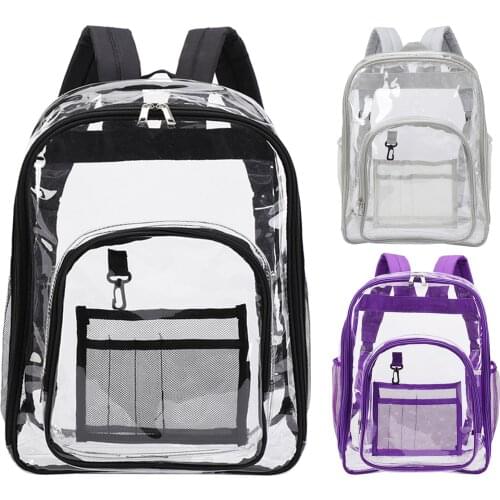 Solid Clear Backpack Heavy Duty PVC Waterproof Transparent School Bag See Through Backpacks High Quality Large Capacity Backpack