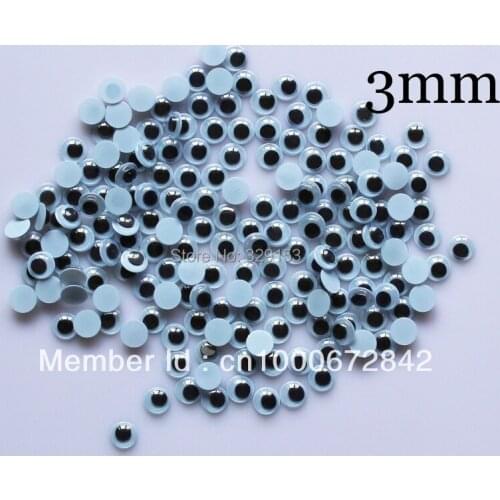 Plastic False without self-adhesive Movable Eyes for doll 3mm 20000pcs/bag