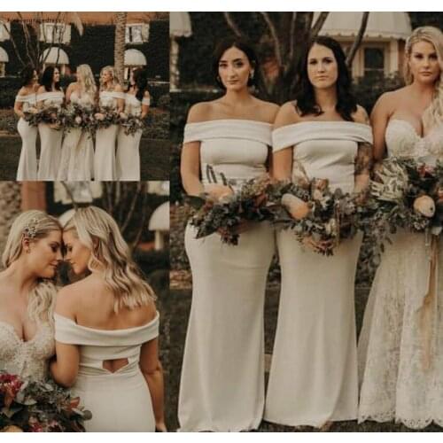 Mermaid Bridesmaid Dress Cheap Off Shoulders Summer Country Garden Formal Wedding Party Guest Maid of Honor Gown Plus Size