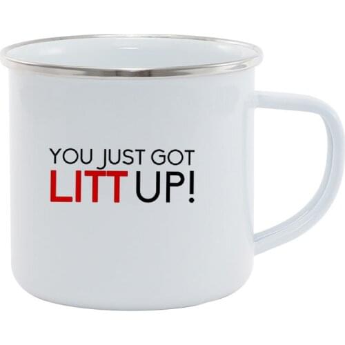 Stainless Steel Camping Coffee Mug You Just Got Litt Up! Retro Enamel Birthday Christmas Outdoors Metal Enamel Campfire