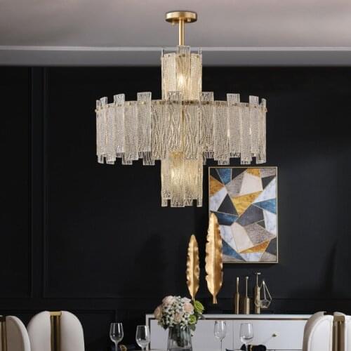 Postmodern living room chandelier dining room bedroom simple copper creative glass light luxury chandelier