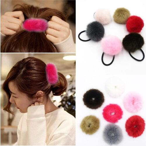 Hot Sale Elastic Hair Bands Artificial Rabbit Elastic Hair Ties Bands Ponytail Holders Girls Hairband Headwear Hair Accessories